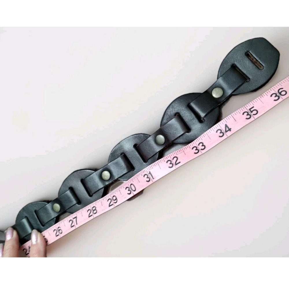Gap Black Leather Retro Style Link Belt With Looped & Stud Closure - Picture 7 of 7